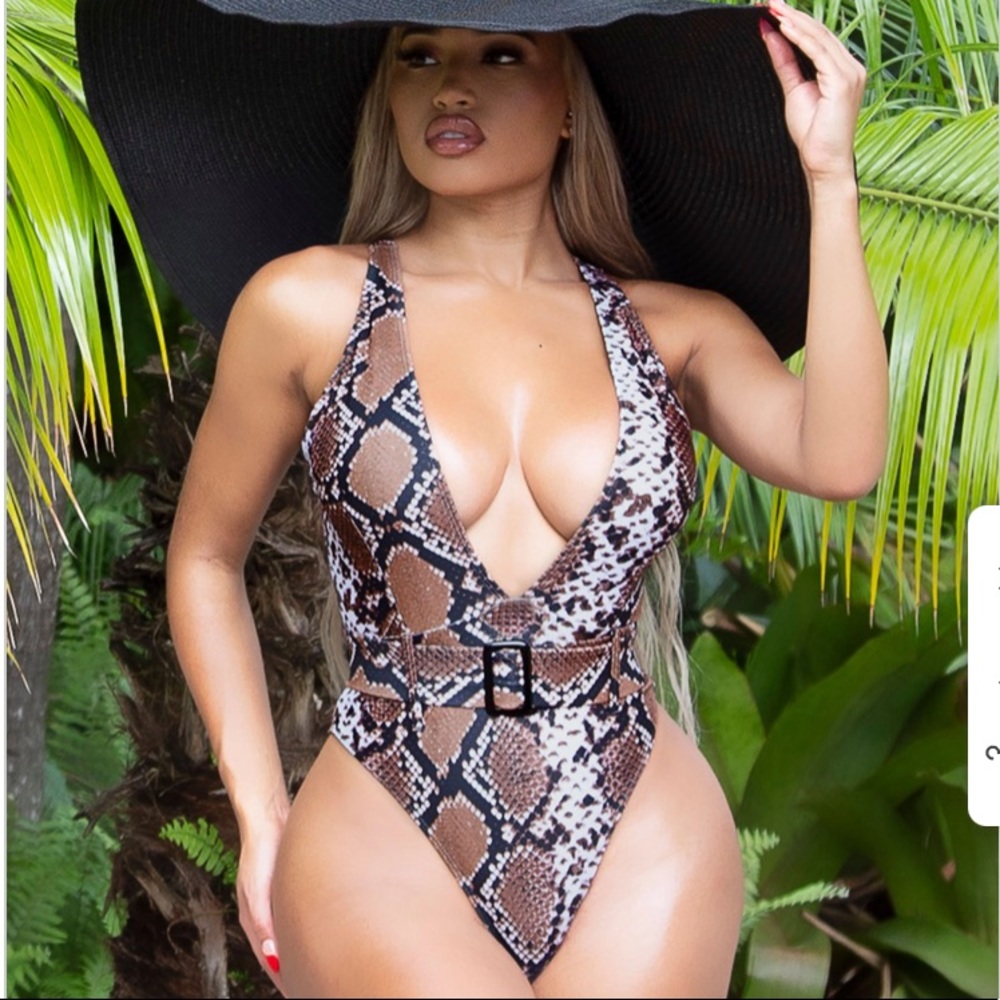 One piece snake print swimsuit